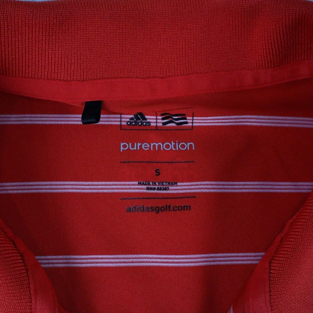 Adidas Golf Polo Shirt‎ Mens Small Puremotion Red Striped Short Sleeve